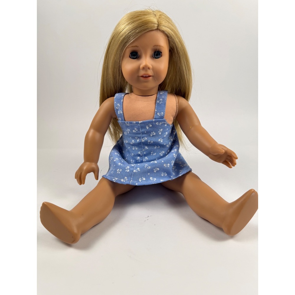 American Girl Truly Me Doll 18 Inch Blonde Hair Blue Eyes Blue Floral Dress